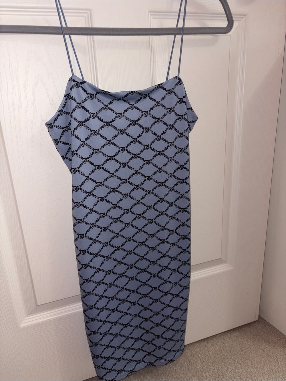 Forever 21 Light Blue & Black Patterned Slip Mini Dress